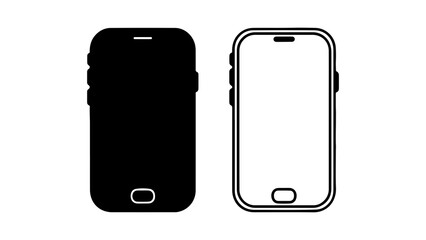 Smartphone outline and solid icon with transparent background