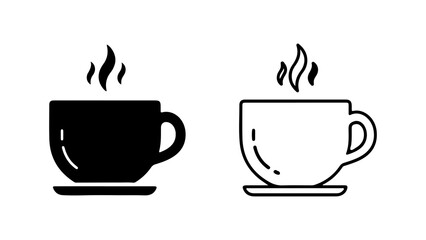 Hot beverage cups with steam with transparent background