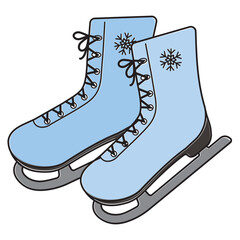 An isolated pair of winter sports shoes for doodle-style speed skating competitions