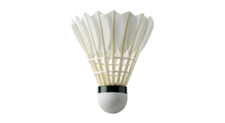 Professional studio photo of a single badminton shuttlecock used for competitive sport and leisure isolated PNG with Transparent Background