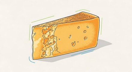 Hand-drawn illustration of a cheese wedge