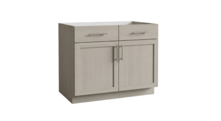 Bathroom vanity cabinet with drawers and doors isolated PNG with Transparent Background