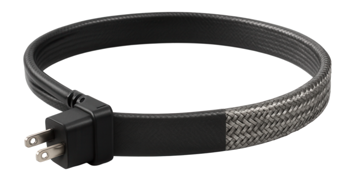 Durable heat tape with metal braid for protecting pipes from freezing in commercial areas.