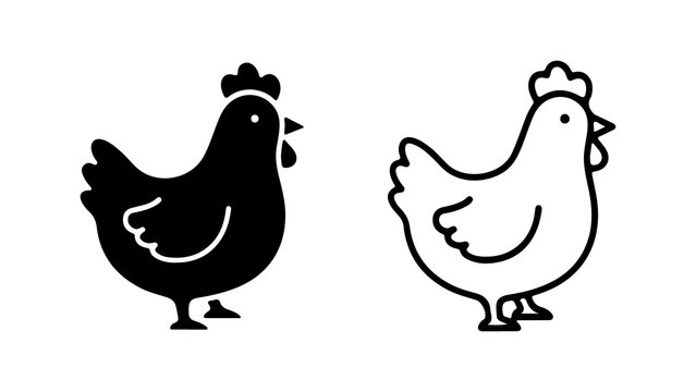 Chicken icon set with transparent background