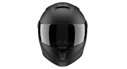 Black motorcycle helmet with visor isolated PNG with Transparent Background
