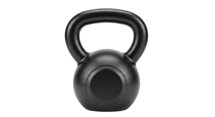 Heavy Black Kettlebell Isolated on White Background for Gym and Weight Training Fitness