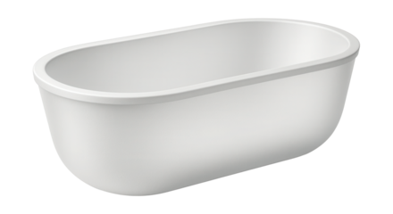 Frosted oval acrylic tub for added privacy in a family bathroom.