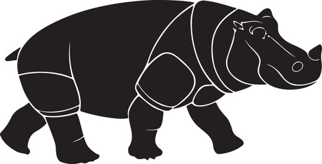 vector illustration of hippopotamus.