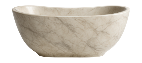 A spacious freestanding textured marble bathtub, perfect for a stylish apartment.