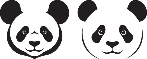 black and white panda face vector