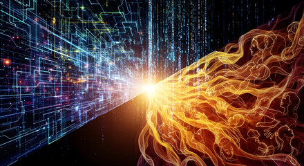 AI-powered collaboration across diverse teams, showcasing connected technology solutions for healthcare, education, and business innovation today.