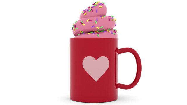 Ice cream in heart shaped cup