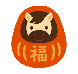 Horse Daruma Doll Illustration