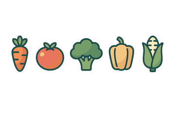 Collection of fresh organic vegetables including carrot tomato broccoli bell pepper and corn