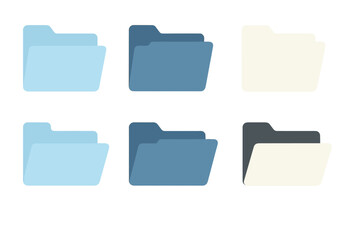 Modern digital folder icons in blue and neutral colors for file management and data organization