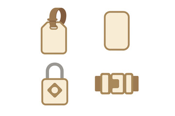 Essential travel accessories including luggage tag, security padlock, and baggage strap