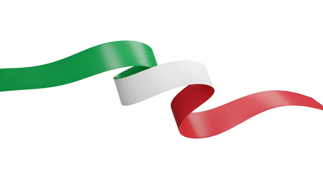 Dynamic flowing ribbon capturing the vibrant colors of the italian flag in motion