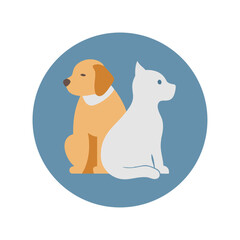 Adorable cat and dog illustration showcasing friendship and companionship, ideal for pet care and animal adoption campaigns with a simple, appealing design