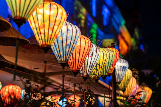 Chinese Paper Lanterns in Cozy Interior at Night - Powered by Adobe