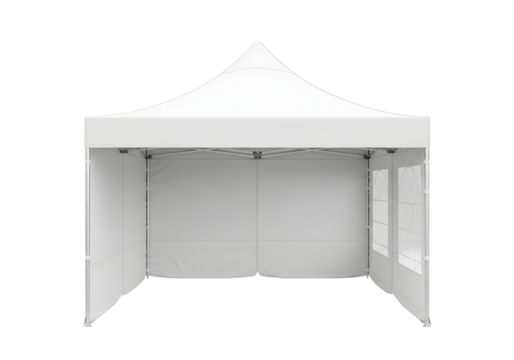 White pop up canopy tent isolated on transparent background