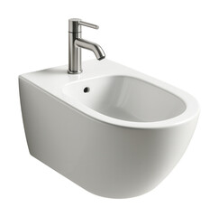 Fototapeta premium Wall-mounted bidet with sleek stainless steel accents, ideal for modern townhouses.