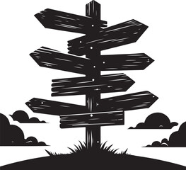 road sign with wooden arrow © mehid