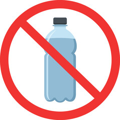 No plastic bottle prohibition sign vector illustration scalable eps icon forbidden symbol
