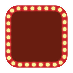 Retro square marquee sign with light bulbs vintage illuminated frame for advertising, cinema, theater, show, or entertainment