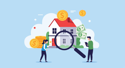 Naklejka premium How to effectively research property values before buying your dream home.