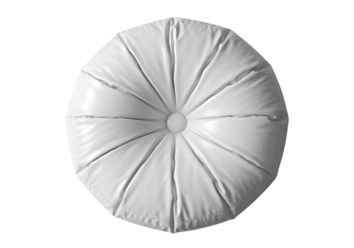 White round cushion with stitched segments isolated on transparent background