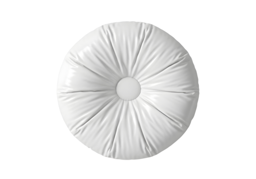 White round cushion with stitched segments isolated on transparent background