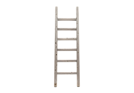 Old wooden ladder isolated on transparent background