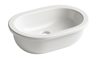A semi-recessed ceramic basin for a sleek, minimalist urban bathroom design.