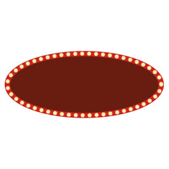 Retro oval marquee sign with light bulbs vintage illuminated frame for advertising, cinema, theater, show, or entertainment