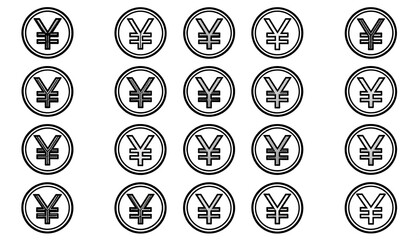 Repeating yen symbols in varying shades of gray