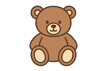 Adorable brown teddy bear plush toy sitting down isolated on white background