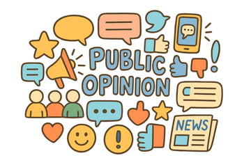 Public Opinion Doodles. Public Opinion. Hand-drawn doodle illustration of Public Opinion. people, speech