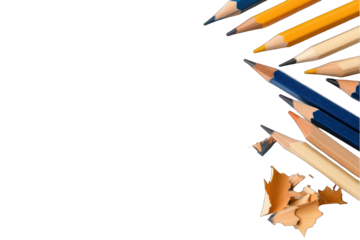 Colored pencils arranged on transparent background art creative drawing