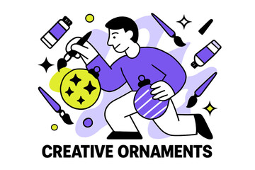 Creative Craft Scene. DIY craft ideas for holiday decorations. Abstract glowing scene of character painting