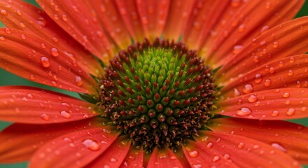 Close-up of vibrant red flower with water droplets — natural macro photography and fresh garden bloom concept