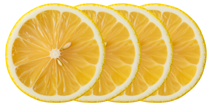 Stack of lemon slices overlapping each other. Thin citrus pieces showing vibrant pulp.