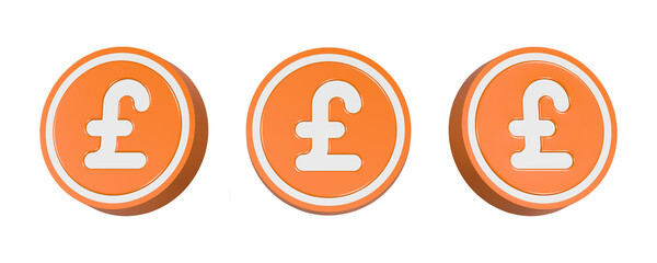 3d rendering design of pound sterling symbol for money in orange frame