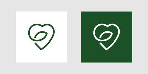 organic logo. heart leaf icon symbol logo.