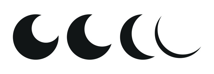 moon shapes. different types of moon. Moon cookie shape. Vector cookie cutter design. Moon black illustration, icon. Die cut, laser cutting. Shape for cutting. © AFRUJA