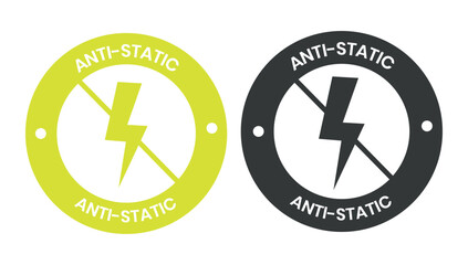 Anti static badge logo design. Suitable for safety from electricity, remove surface charge and information. Anti static logo, label, sign, badge, symbol, banner, flat vector, isolated illustration.