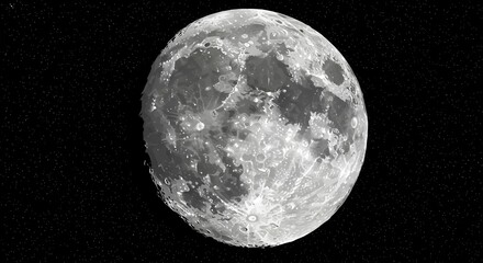 Obraz premium Full moon illuminated against a star-filled dark sky.