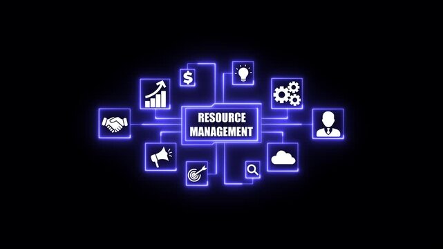 Resource Management Business Strategy Icons Network Flow Chart. Business, Technology, Internet and network concept.