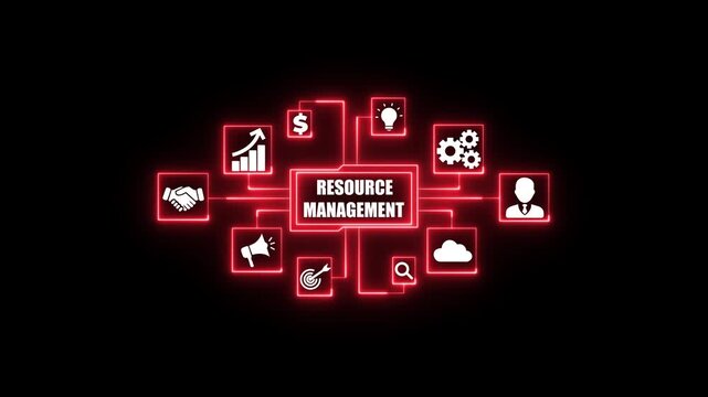 Resource Management Business Strategy Icons Network Flow Chart. Business, Technology, Internet and network concept.