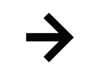 Isolated Black Arrow Pointing Right on Plain White Background