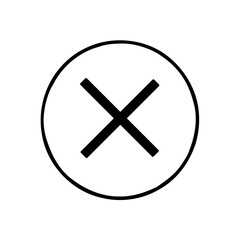 Obraz premium Circle containing crisscross lines inside for a closed or cancel icon design on white background